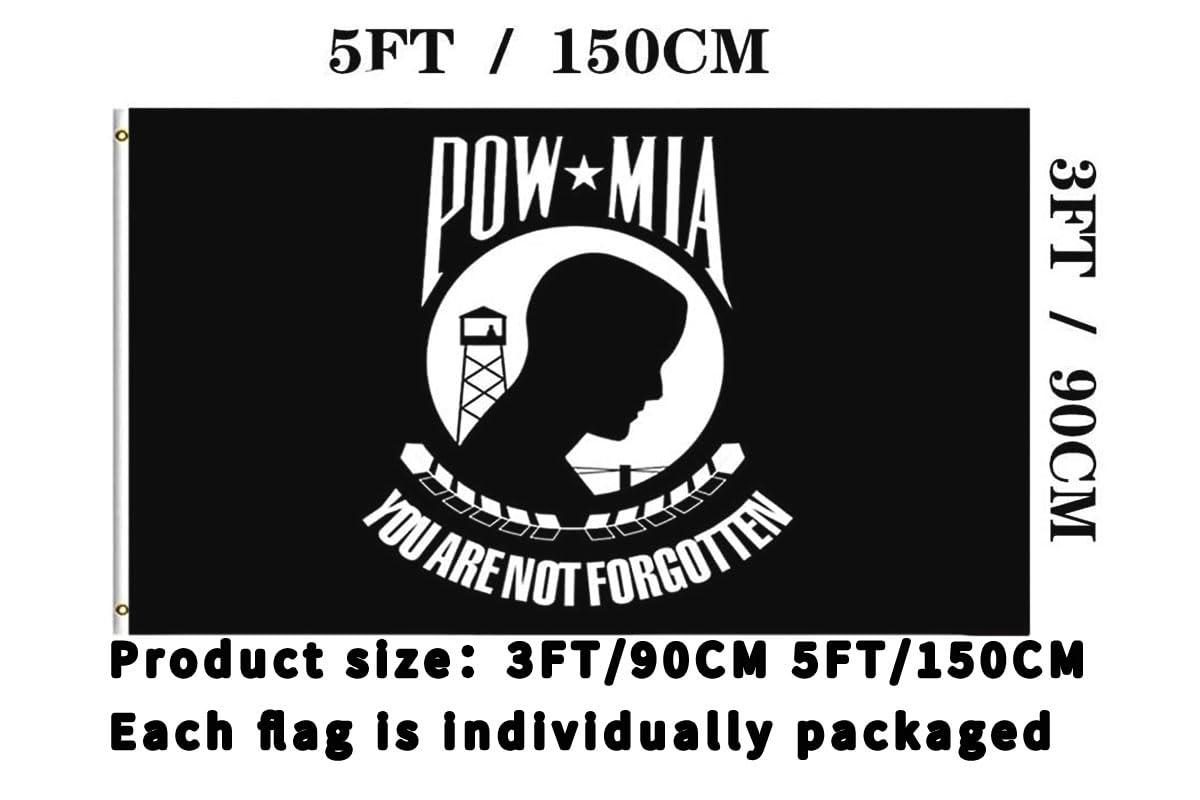 POW MIA 3x5 Nylon Flag - Double Sided and Embroidered - All Weather, Durable, Outdoor Nylon Flag - Front Line Flags