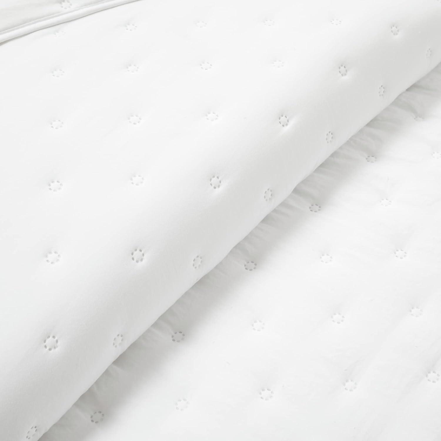 Reyna Ruffle Reversible Oversized Quilt White 3Pc Set King
