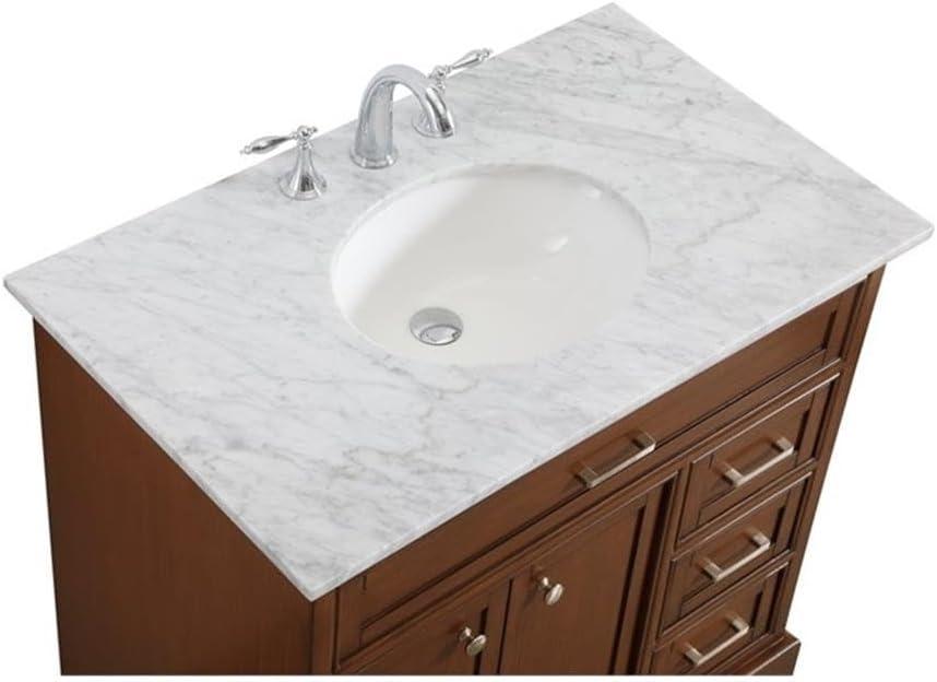 Hermes 36'' Single Bathroom Vanity with Marble Top