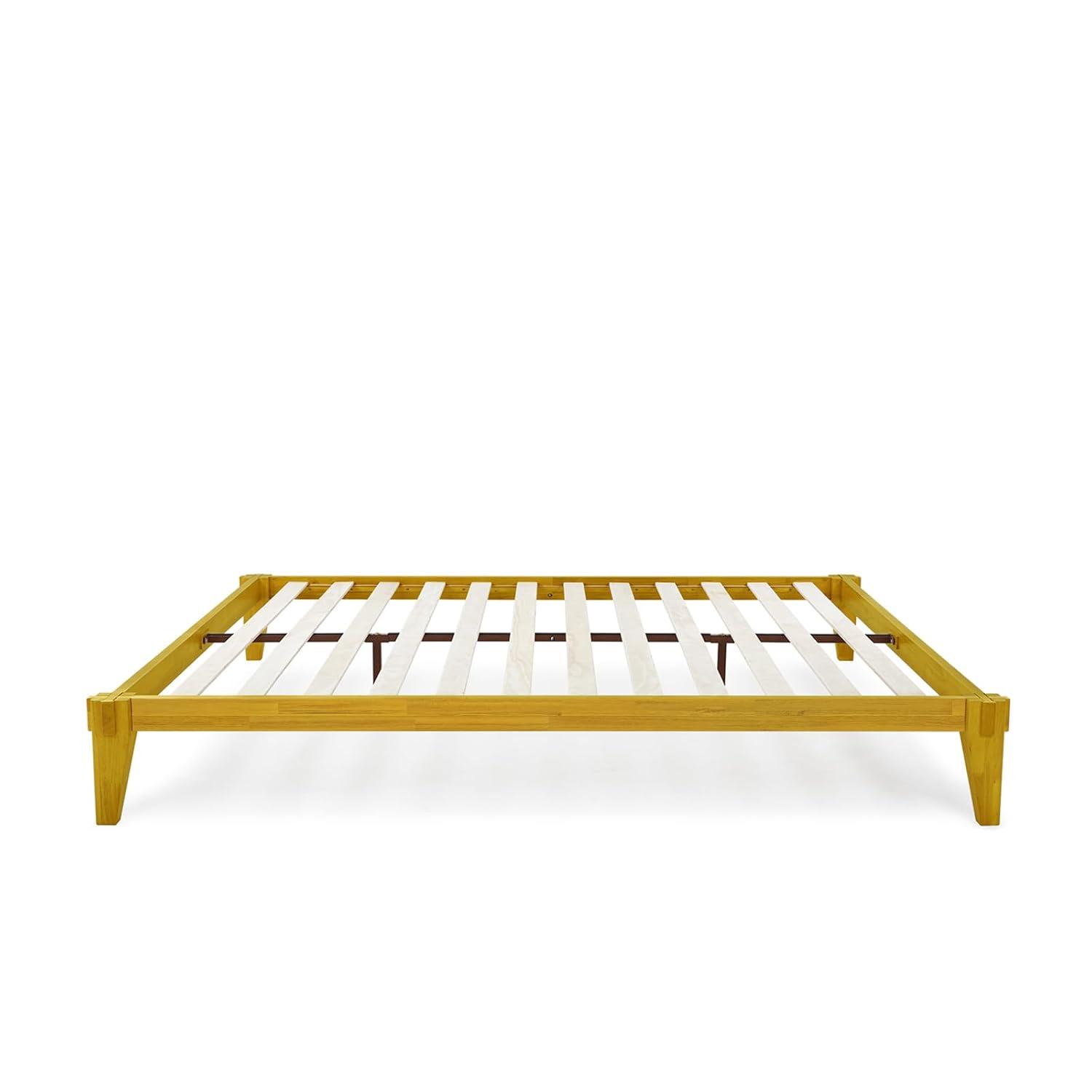 Natural Wood King Platform Bed Frame with Storage