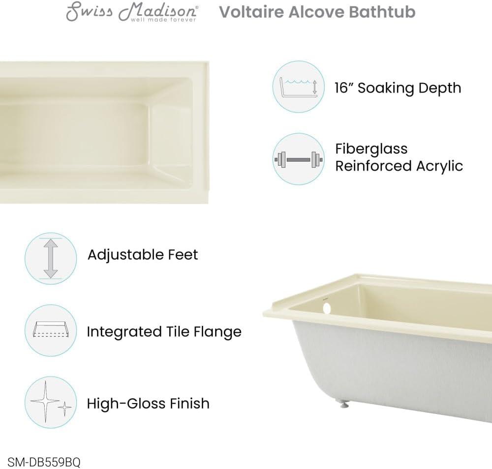 Voltaire 60" x 30" Alcove Bathtub