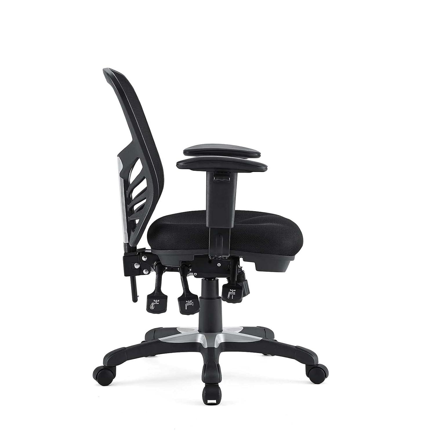 Articulate Mesh Office Chair Midnight Black - Modway: Ergonomic, Adjustable Arms, Swivel Desk Chair