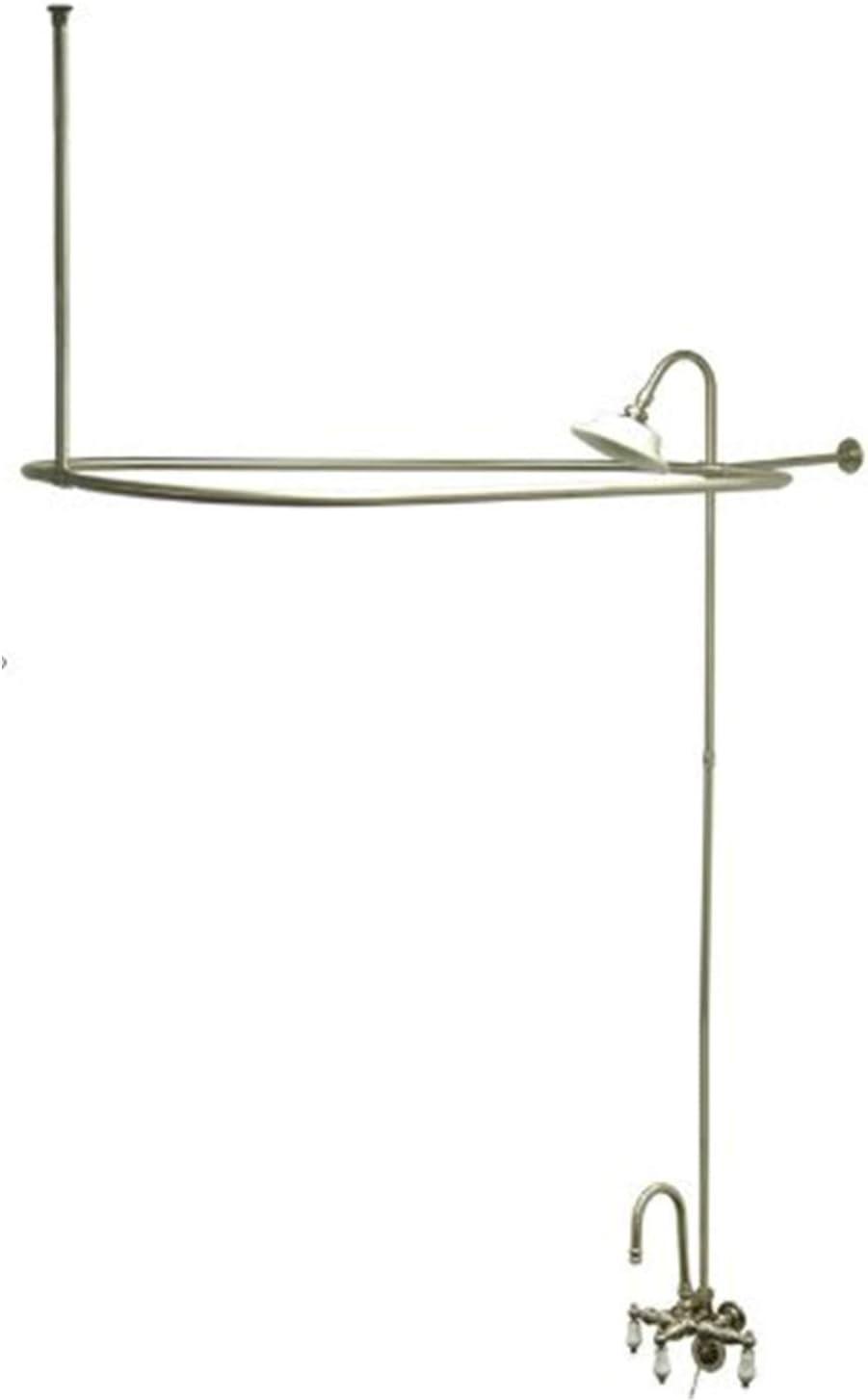 Kingston Brass CCK4141PL Kingston Brass Vintage Three-Handle 2-Hole Tub Wall Mount Clawfoot Tub Faucet Package with Shower Enclosure