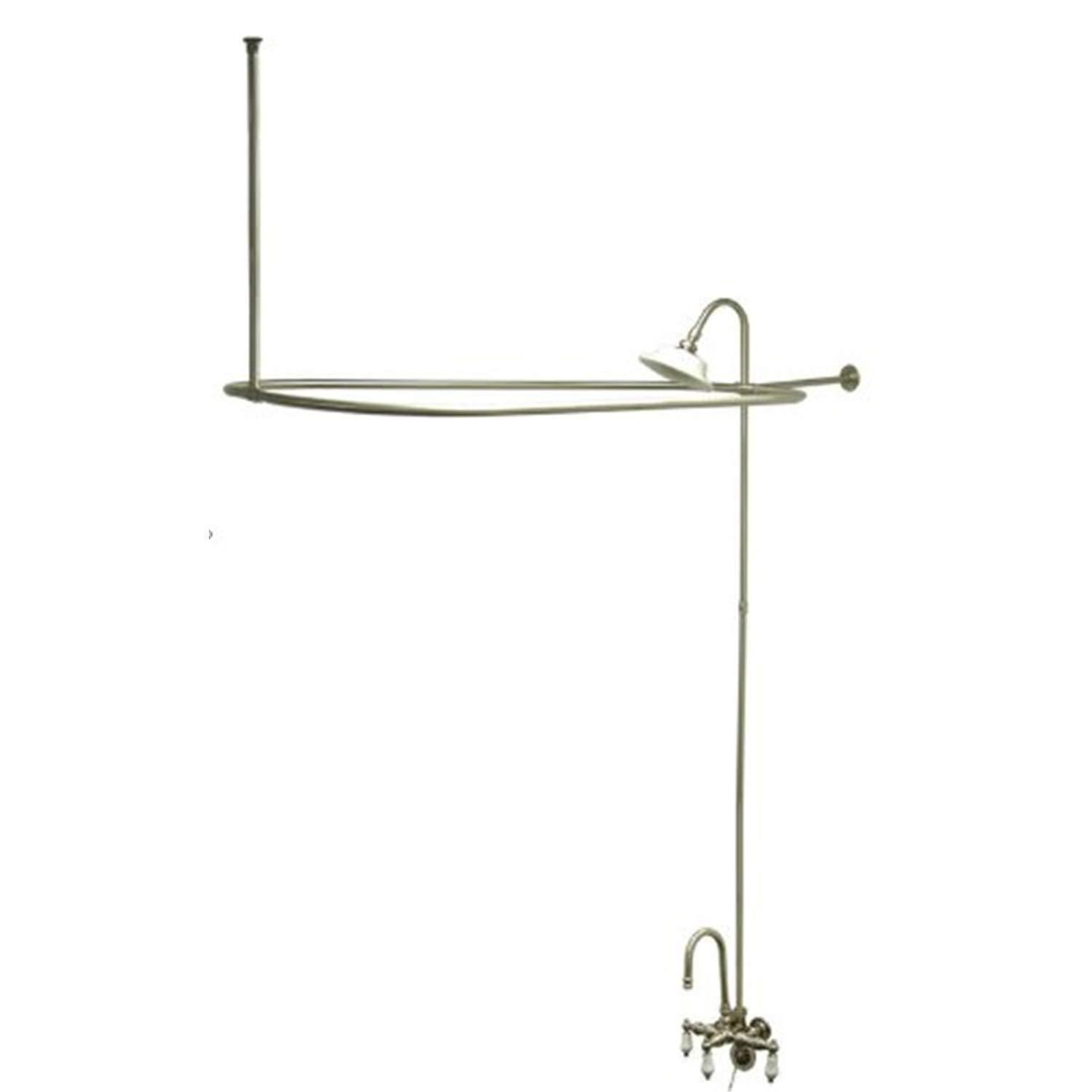 Kingston Brass CCK4141PL Kingston Brass Vintage Three-Handle 2-Hole Tub Wall Mount Clawfoot Tub Faucet Package with Shower Enclosure