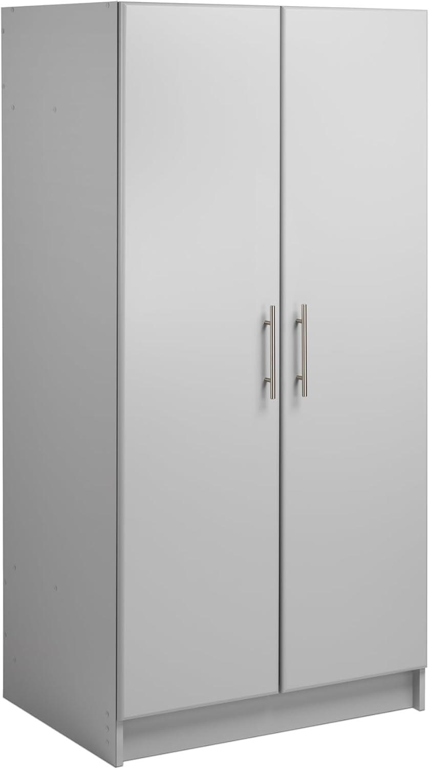 Prepac Elite 2-Door Freestanding Wardrobe Cabinet, 20" D x 32" W x 65" H, Light Gray