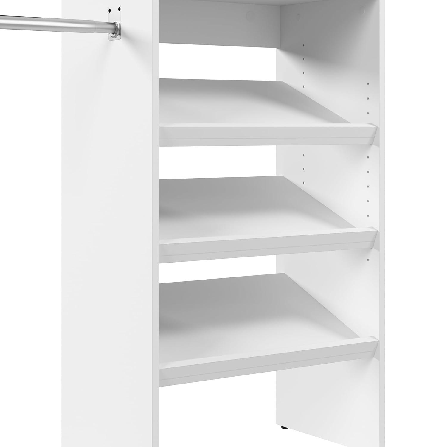 Bestar Carina 24W Closet Organizer With Shoe Shelves, Clothing Rods And Cubbies