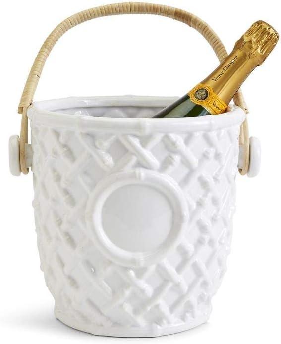 Two's Company Hampton Faux Bamboo Fretwork Champagne/Wine Bucket