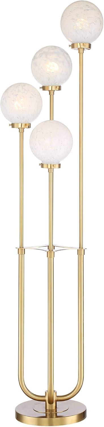 Possini Euro Design Mid Century Modern Glam Style Floor Lamp 4-Light LED 68.5" Tall Warm Gold Glass Globe Shade for Living Room House Uplight