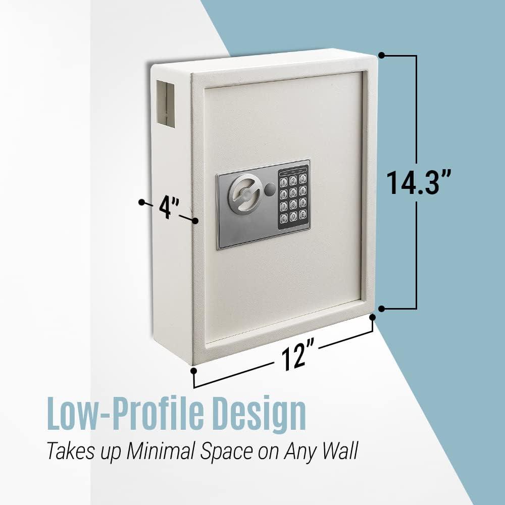 White Steel 40-Key Digital Lock Wall Mount Cabinet