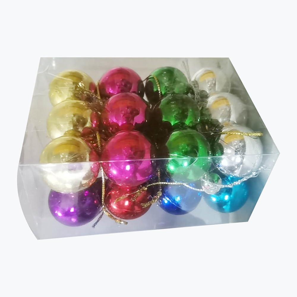 1.2 Inches Colored Christmas Balls Decoration Living Room Garden Ornaments Mini Glitter Ball Door Wall Xmas Tree Decor Supplies 24 Pack Set of 8