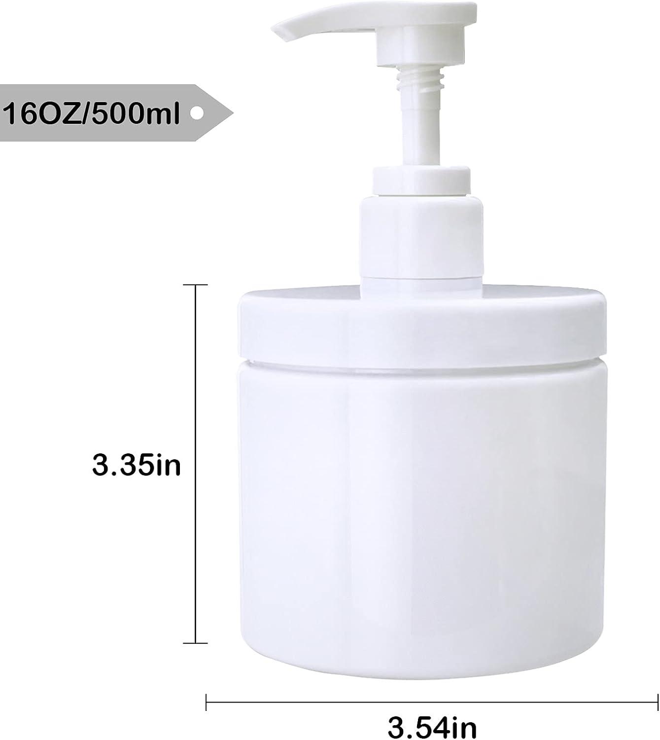 Pump Bottle Dispenser Plastic Pump Bottles Refillable Bottles Wide Mouth Jar Style BPA Free Empty Pump Bottles Bathroom Shower Containers for Lotion Shampoo Conditioner (White, 2X 500ml)