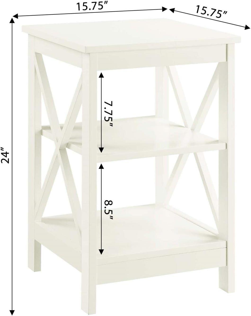 Convenience Concepts Oxford End Table with Shelves, Ivory