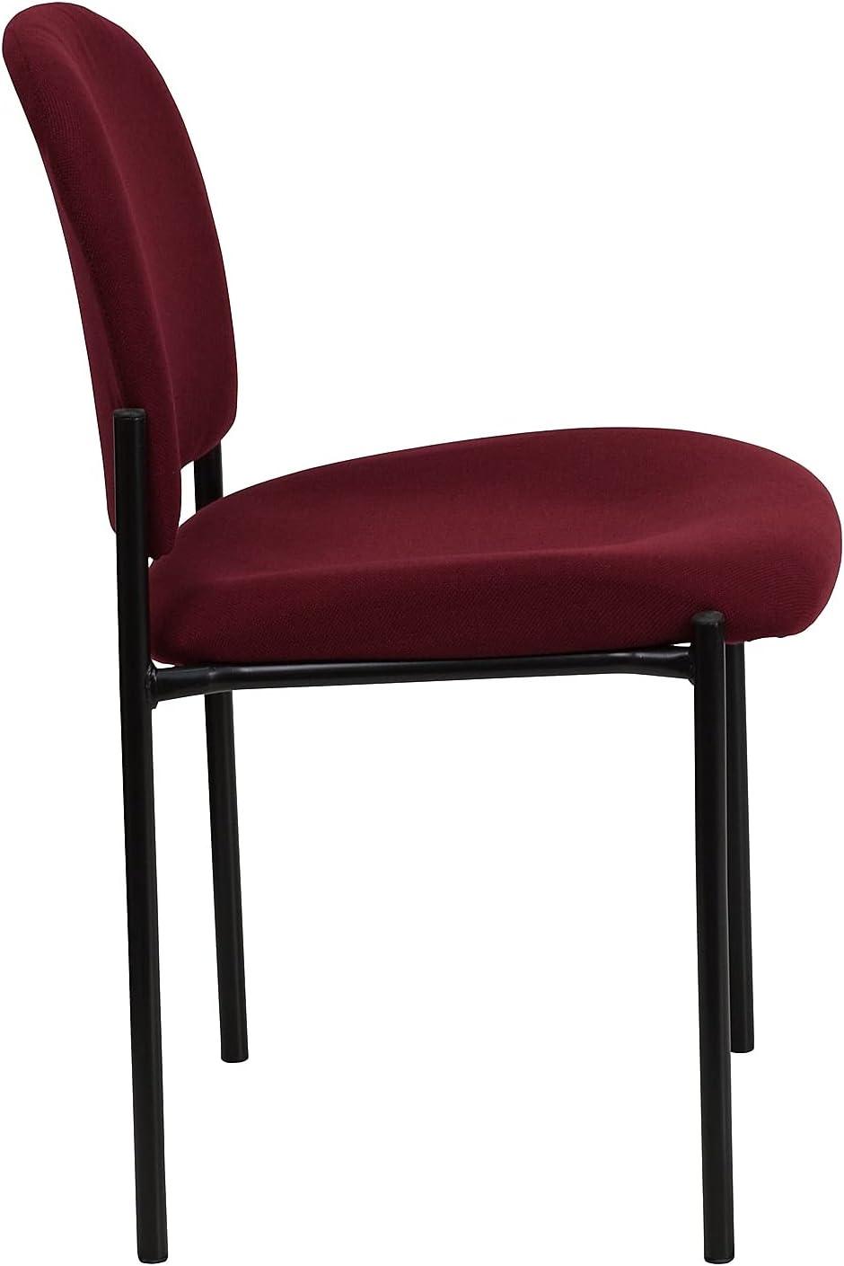 Burgundy Fabric and Vinyl Stackable Metal Side Chair