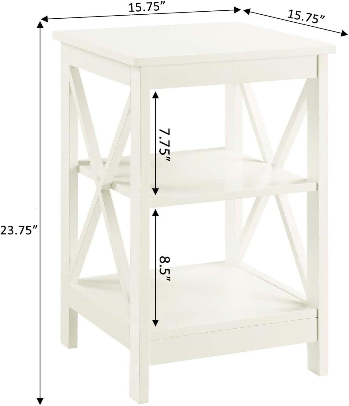 Convenience Concepts Oxford End Table with Shelves, Ivory