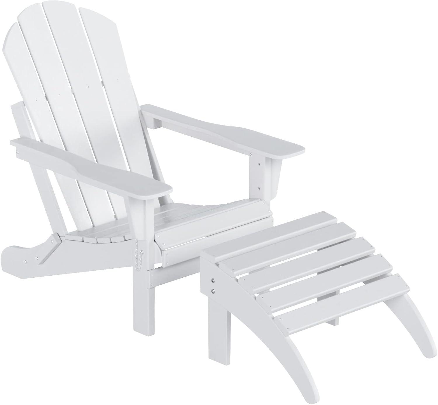 WestinTrends All-Weather Outdoor Patio Poly Adirondack Ottoman Footrest, White