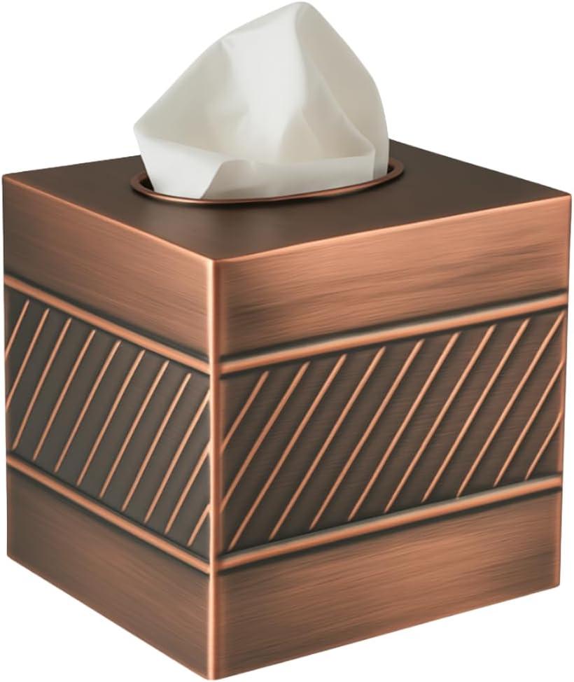 Monarch Abode Geometric Embossed Metal Tissue Box Cover