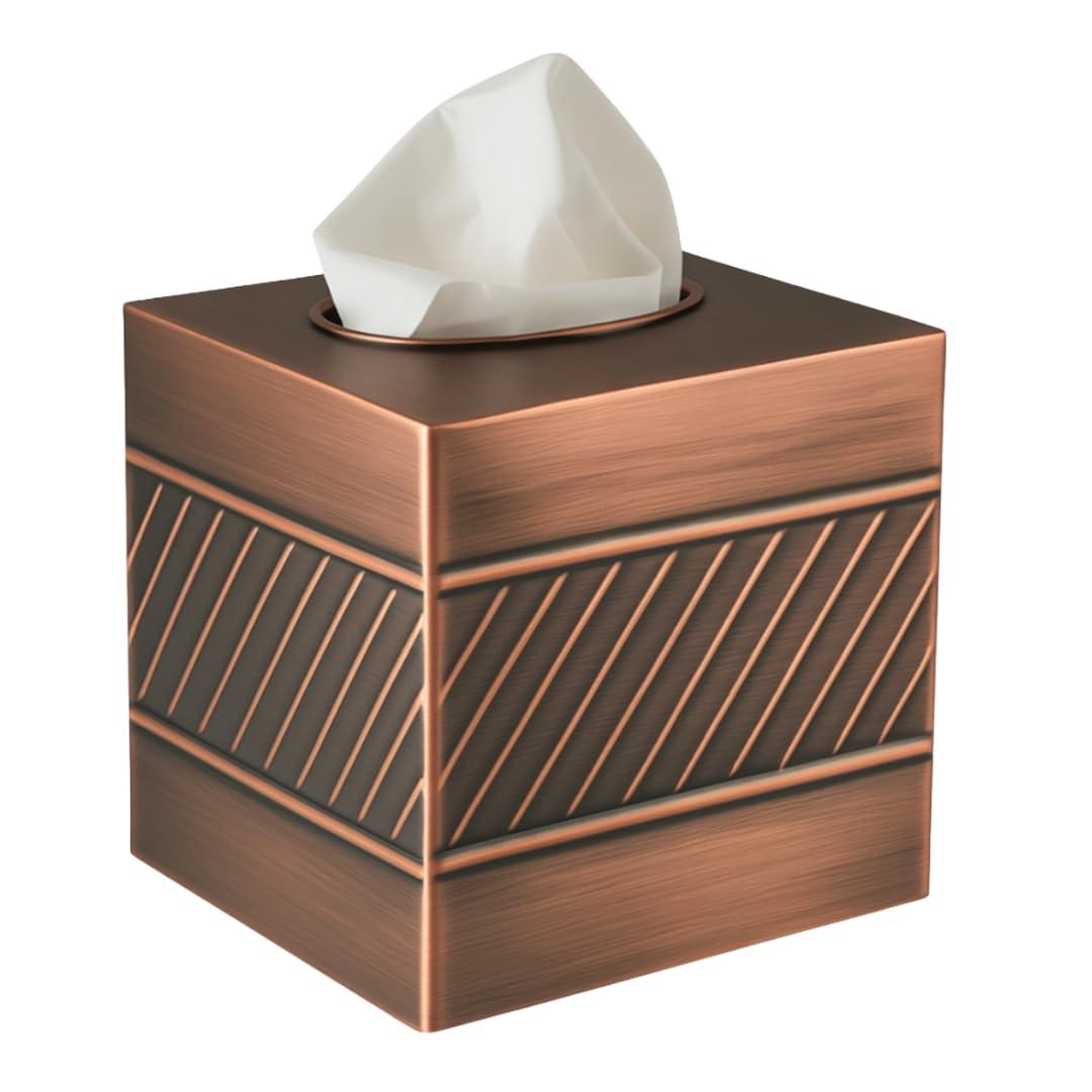 Monarch Abode Geometric Embossed Metal Tissue Box Cover