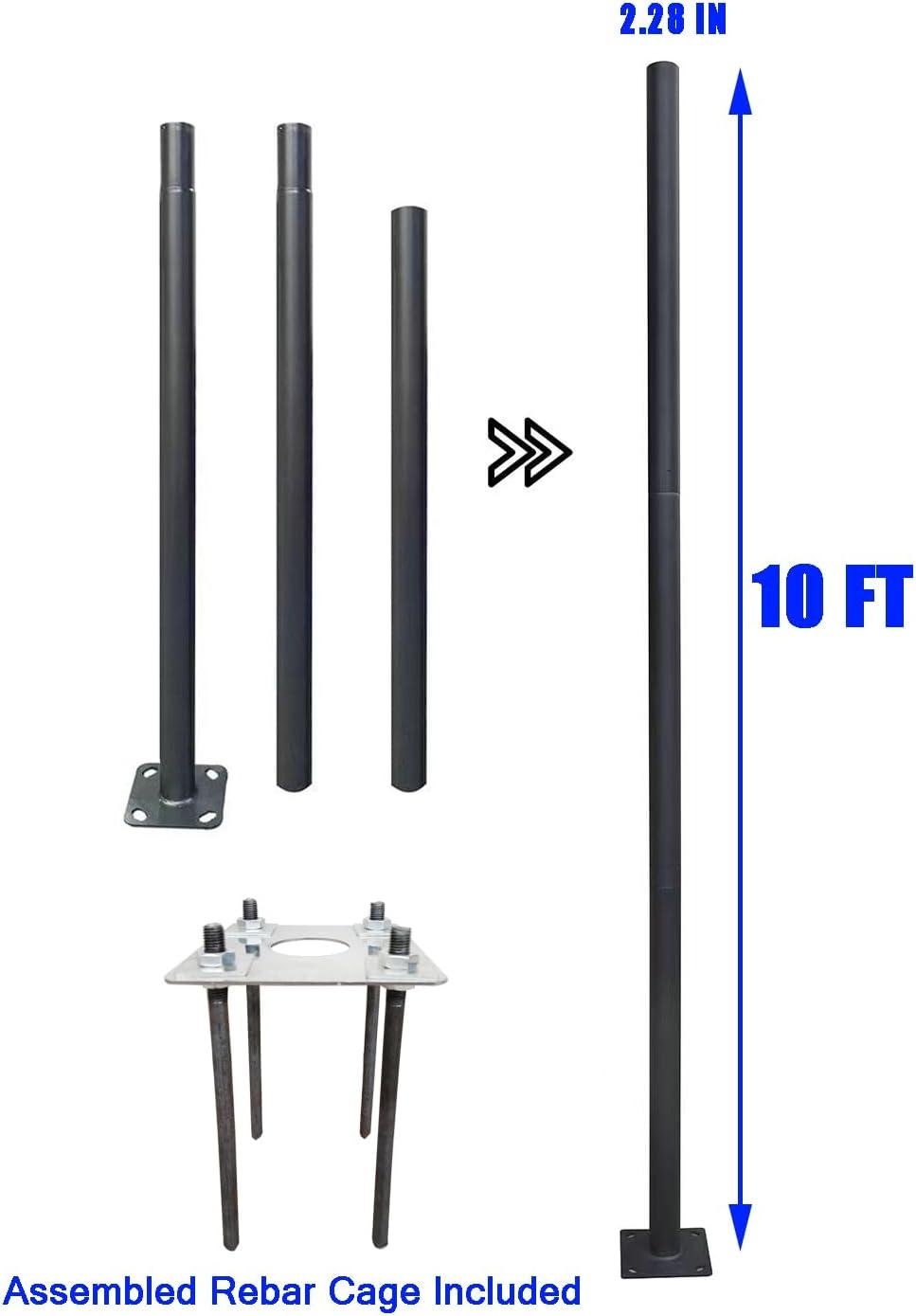 2.5 in - 3 in. up to 13 ft. Black Outdoor Universal Metal Light Post Pole w/ Metal Rebar Cage