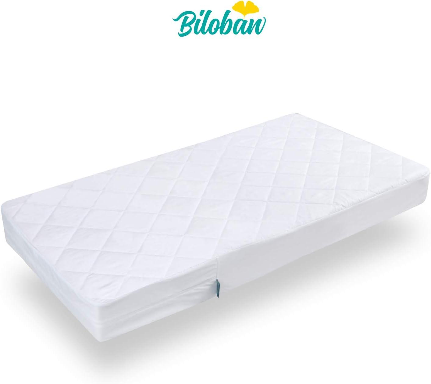 Biloban Waterproof Zippered Polyester Mattress Encasement, Crib Bed