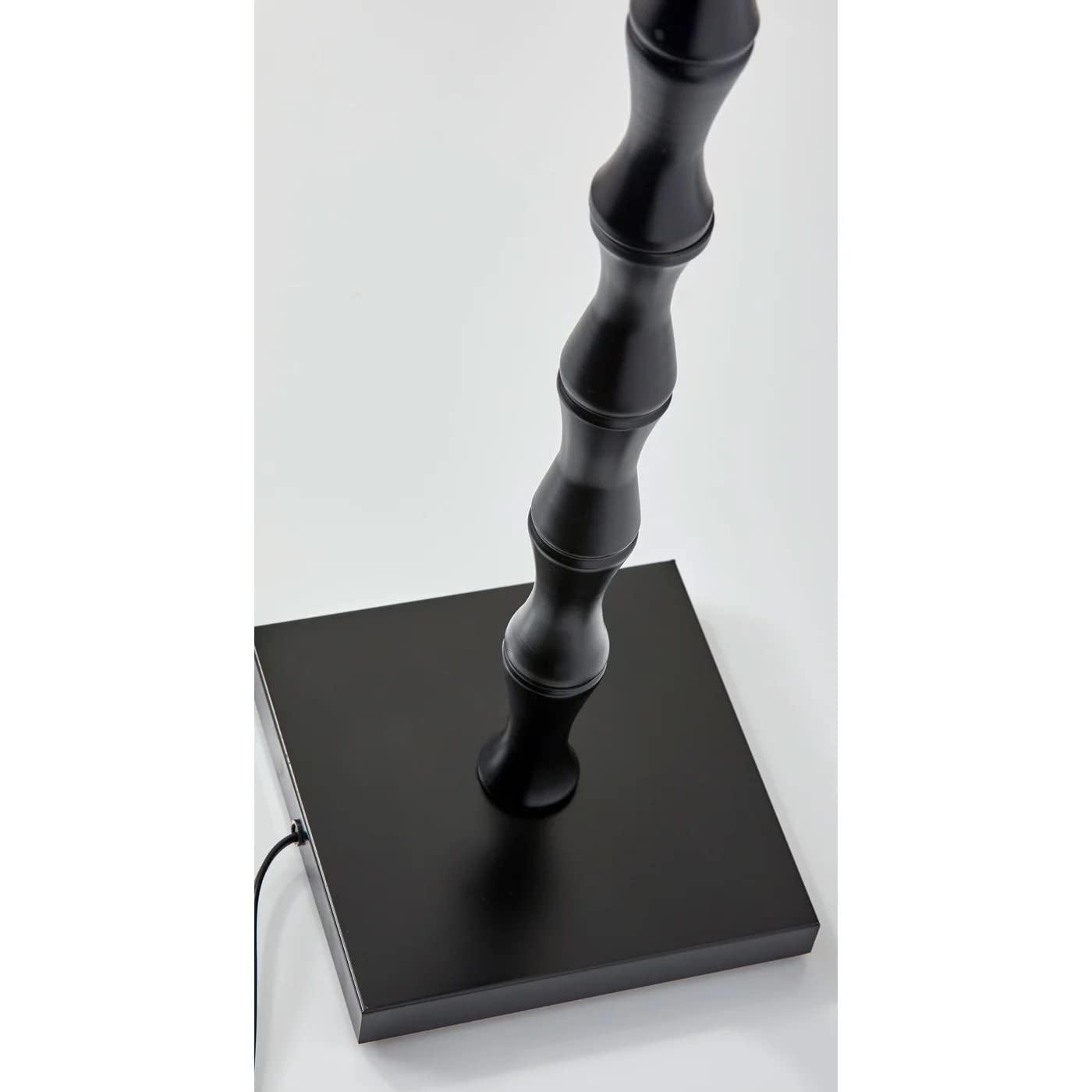 62" 3-way Stratton Floor Lamp Black - Adesso: Burlap Shade, Metal Body, UL Listed, Modern Decor