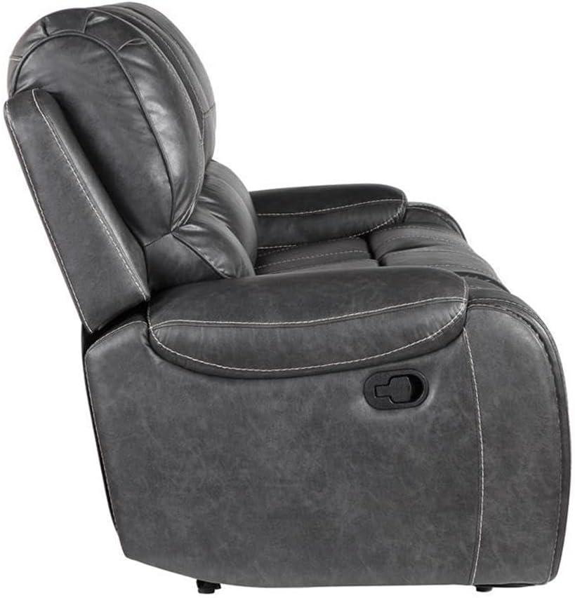 Steve Silver Keily Gray Faux Leather Manual Recliner Sofa