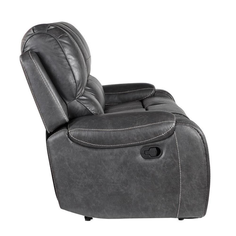 Steve Silver Keily Gray Faux Leather Manual Recliner Sofa