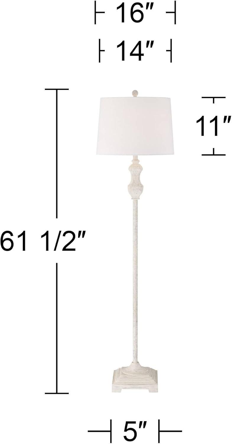 Barnes and Ivy Verona Traditional Shabby Chic 61 1/2" Tall Standing Floor Lamp Skinny Vintage White Living Room Bedroom House Reading Office