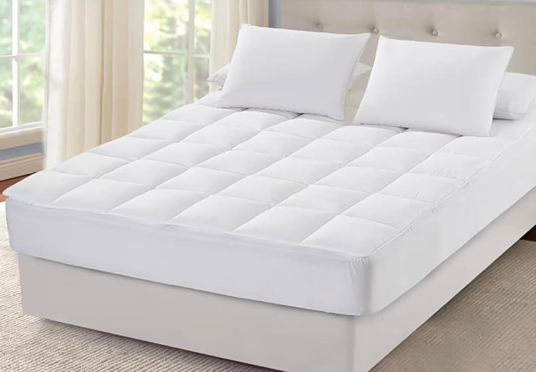 King Size White Cooling Down Alternative Mattress Topper