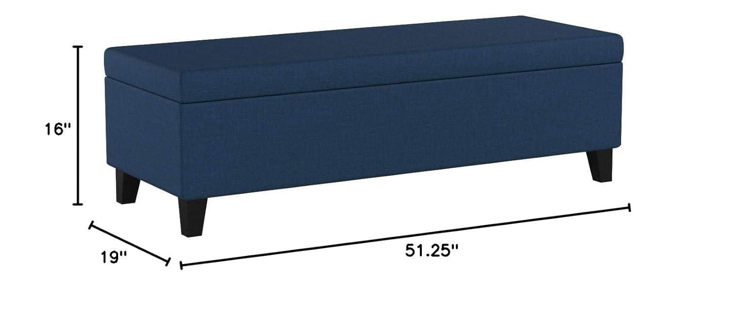 Christopher Knight Home York Storage Ottoman Navy Blue: Upholstered, Wood Frame, No Assembly Required