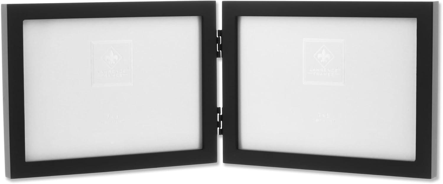 Lawrence Frames 5x7 Hinged Double (Horizontal) Black Wood Picture Frame - Gallery Collection 755575D