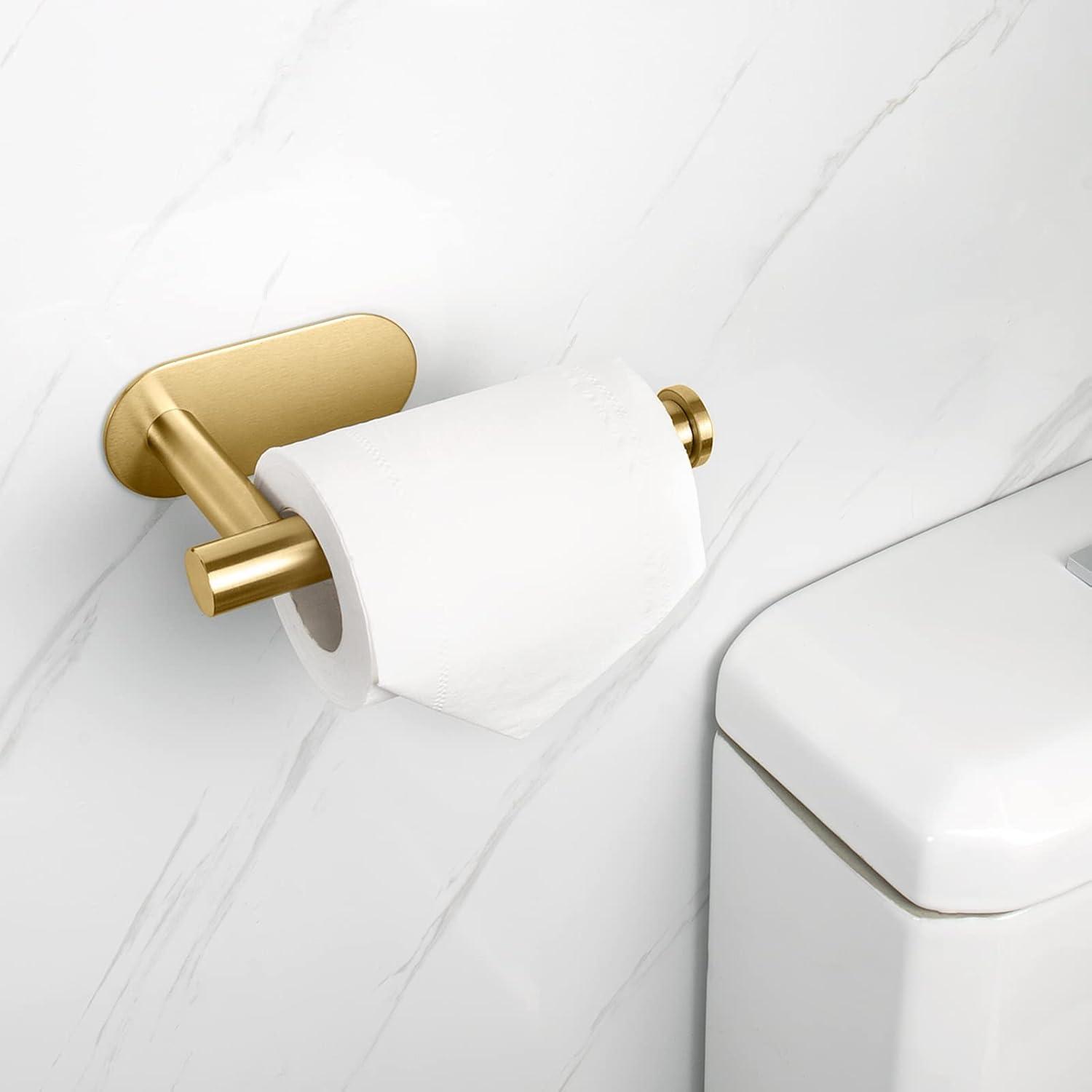 Brushed Gold Stainless Steel Adhesive Toilet Paper Holder