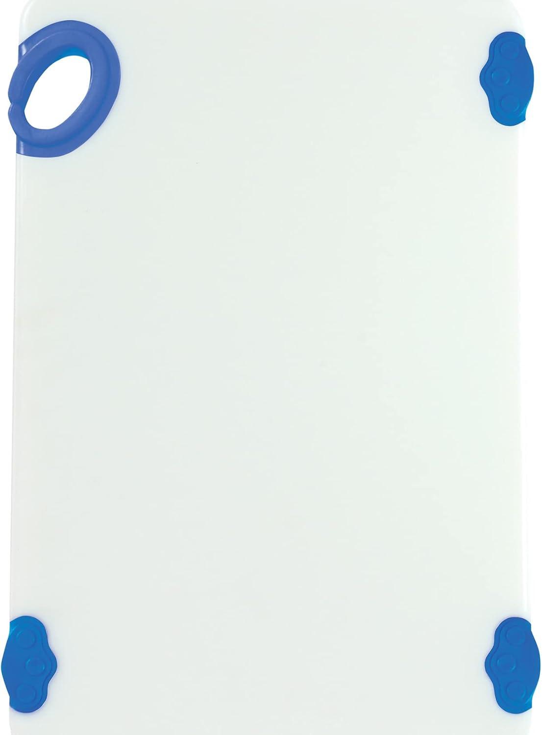 Blue Rectangular Plastic Cutting Board with Non-Slip Feet