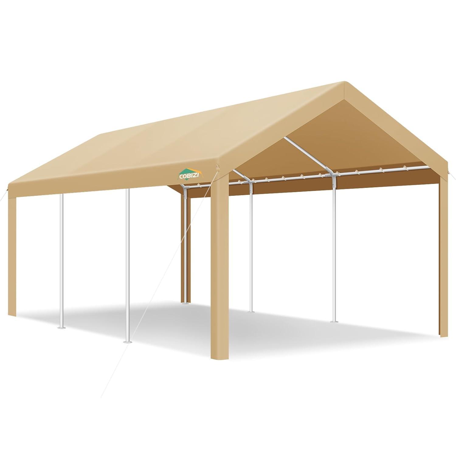 Cobizi Carport 10'x20' Heavy Duty Portable Garage, Upgraded Car Canopy