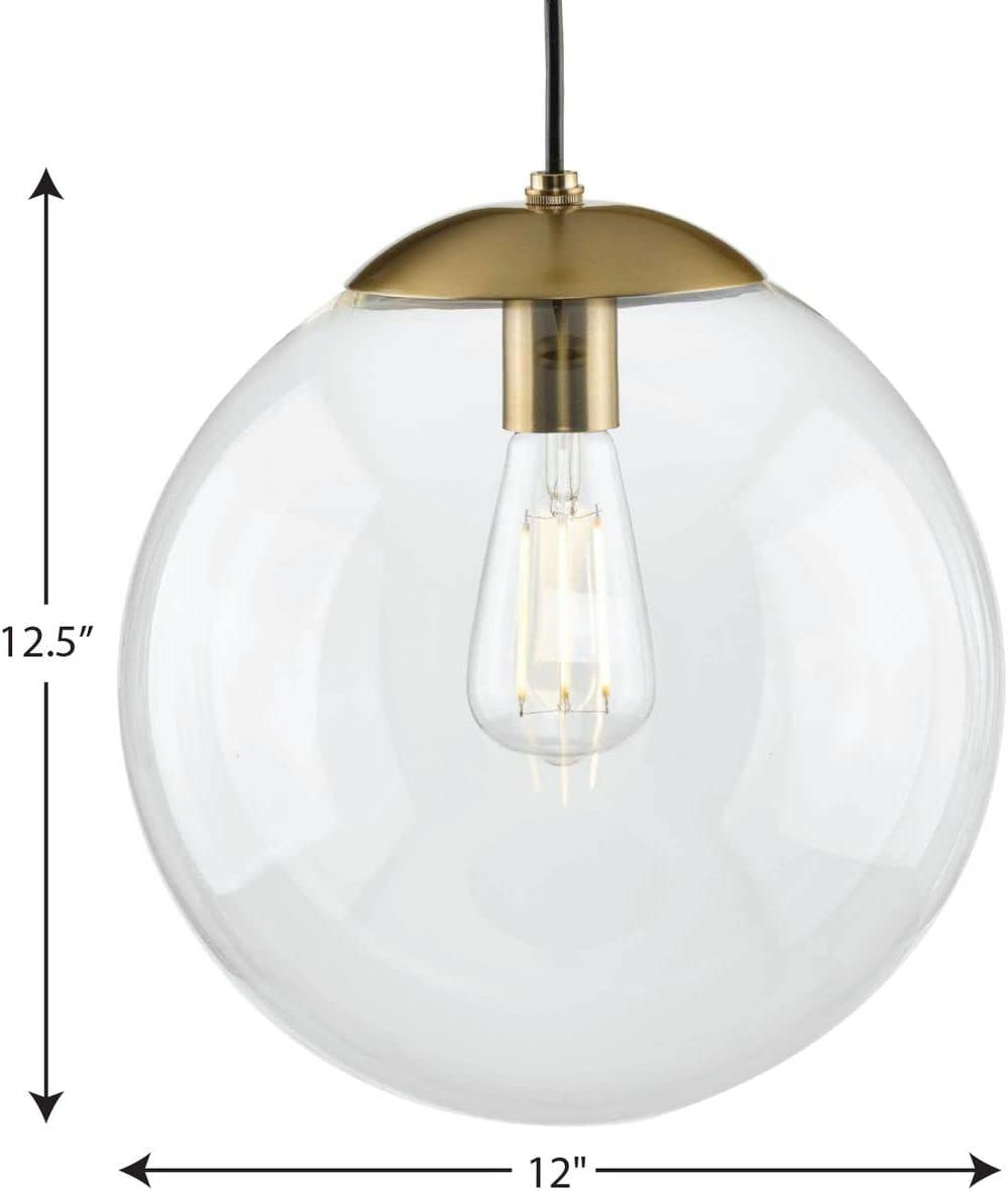 Progress Lighting P500311-109 Atwell - 1 Light Large Pendant   Brushed Bronze Finish with Clear Glass