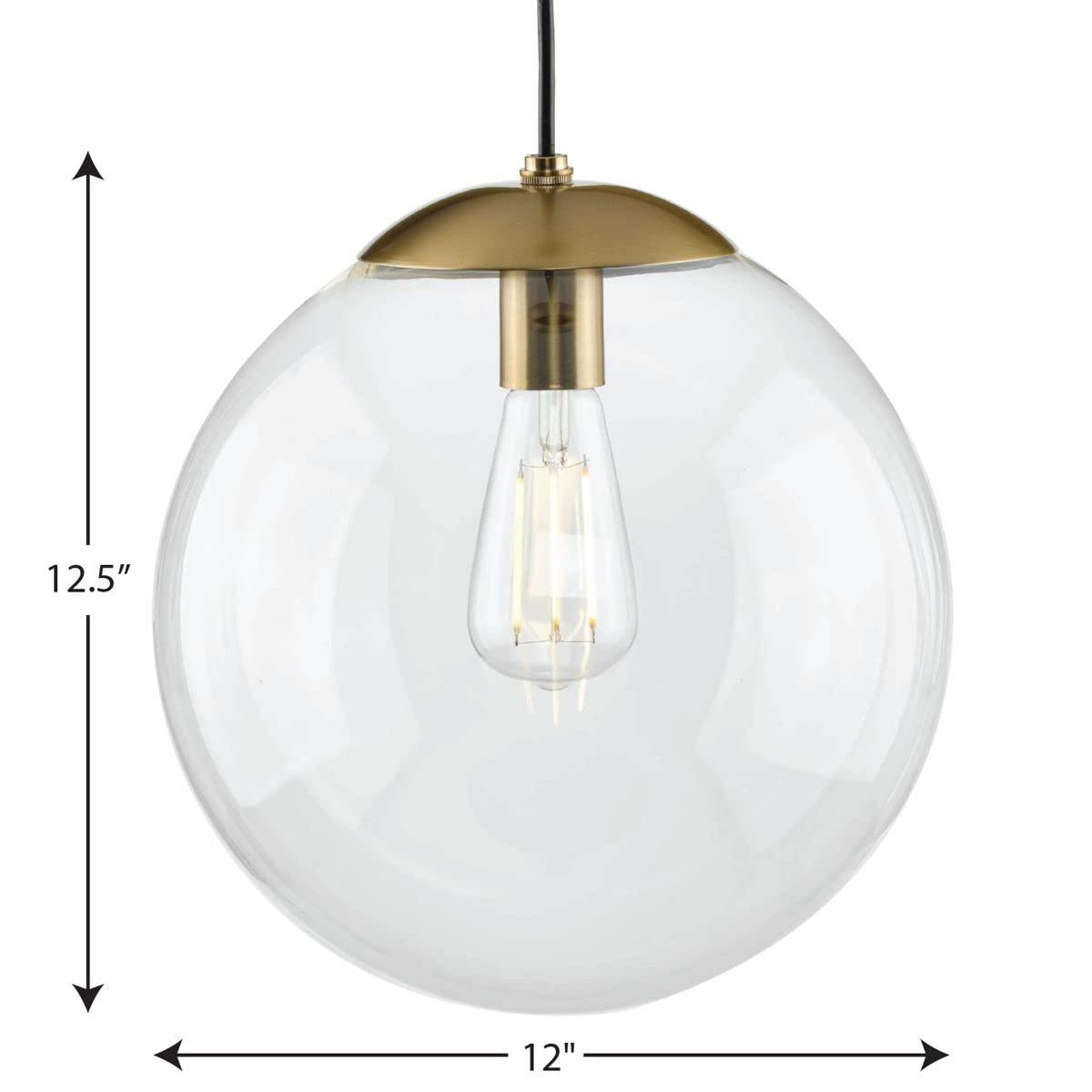 Progress Lighting P500311-109 Atwell - 1 Light Large Pendant   Brushed Bronze Finish with Clear Glass
