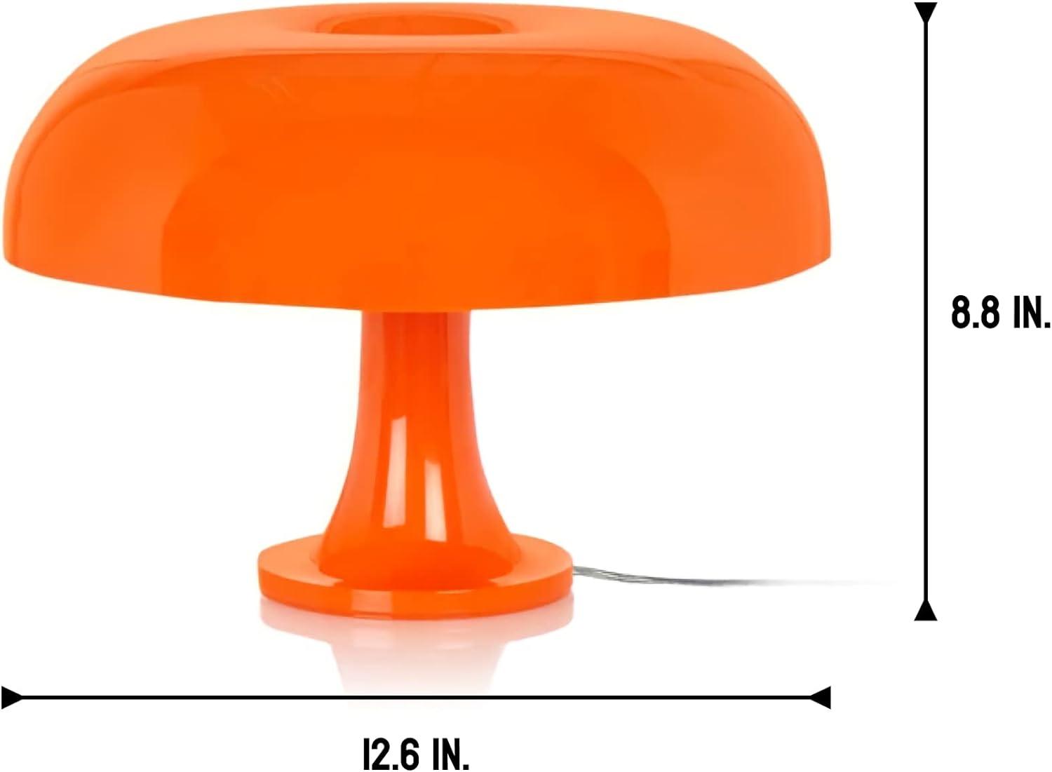 Orange Mushroom Lamp - Retro Nesso Table Lamp with Remote That Works Up to 65ft Away - Dimmable Orange Lamp - Mid-Century 70s Funky Lamp for Desk (Orange)