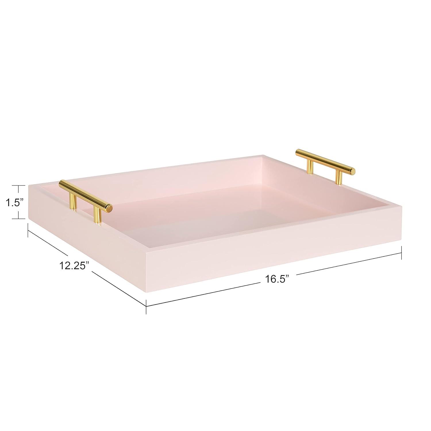 Kate and Laurel Lipton Tray, 16.5x12.25, Pink and Gold