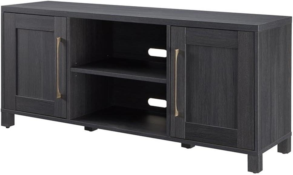 Charcoal Gray 58" Transitional TV Stand with Cabinet Storage