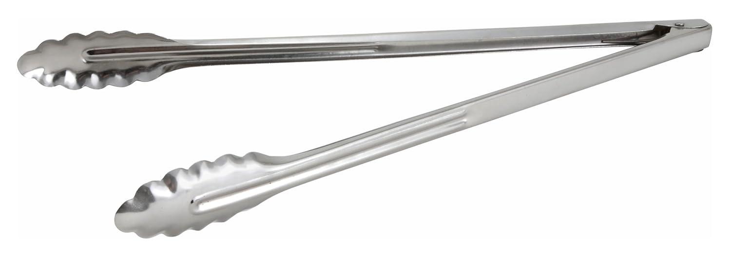 Winco UT-16LT, 16-Inch Stainless Steel Utility Tong with Scalloped-Edge