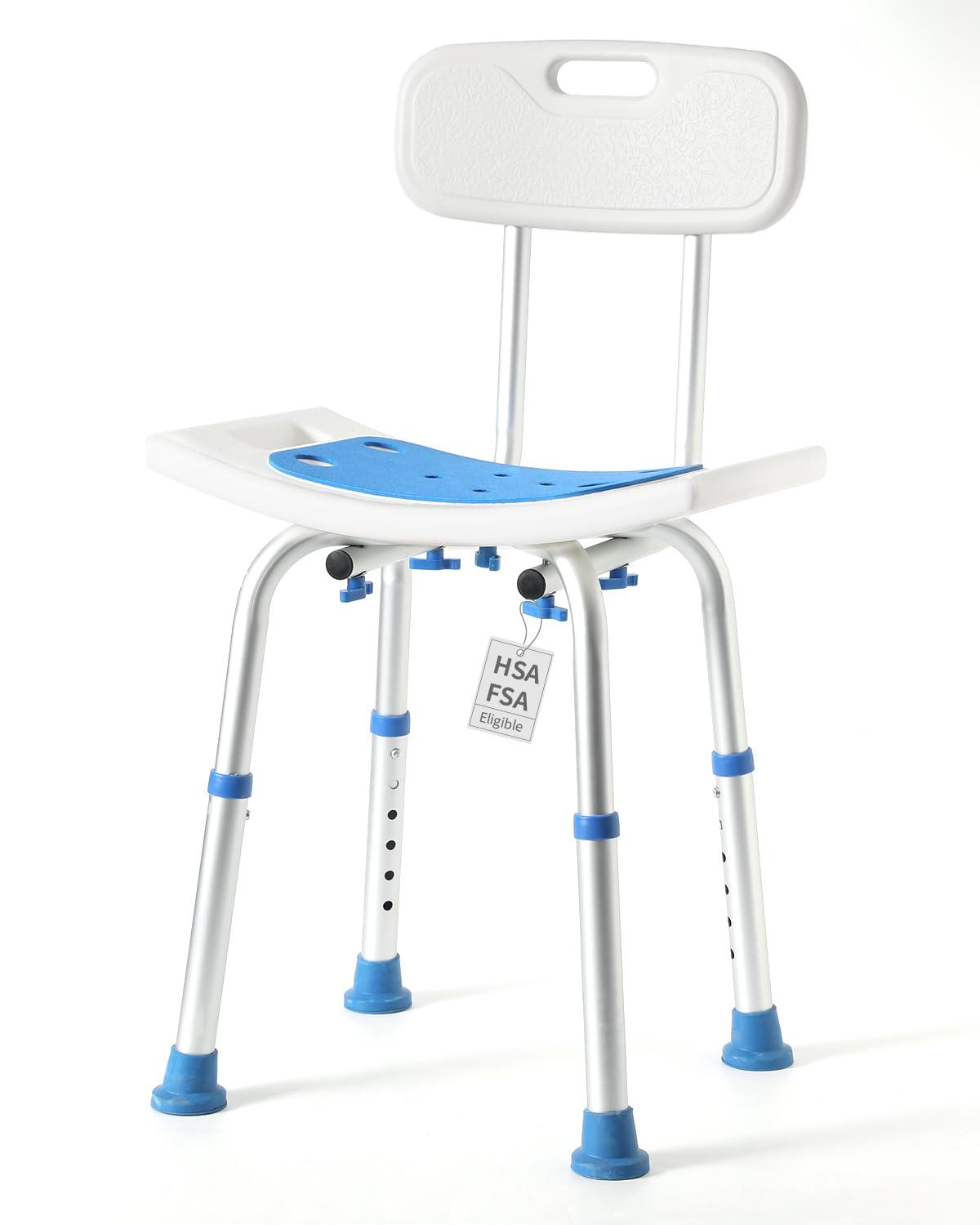 HSA FSA Shower Chair with Back, Shower Stool for Inside Shower, Shower Seat for Inside Tub, Bath Chair for Inside Bathtub for Elderly/Handicap