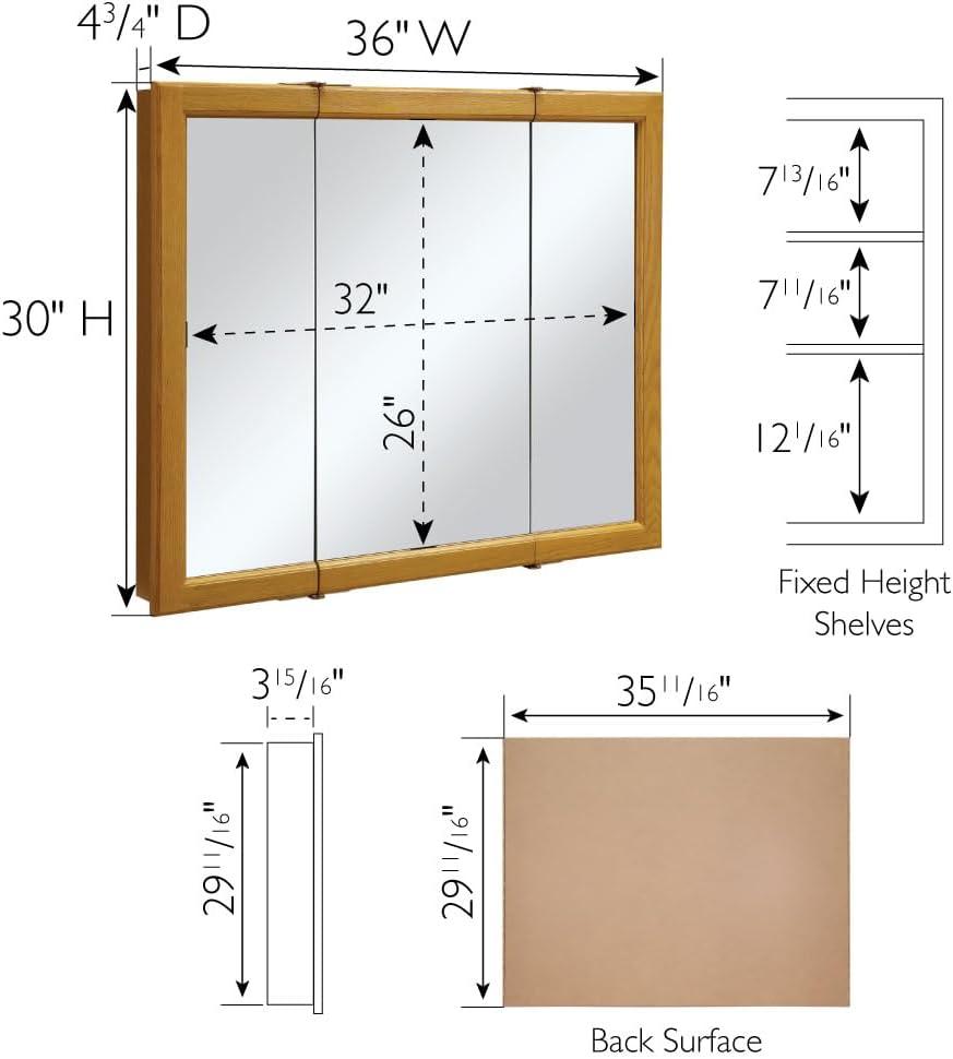 Claremont Wood Medicine Cabinet in Honey Oak 36-Inch
