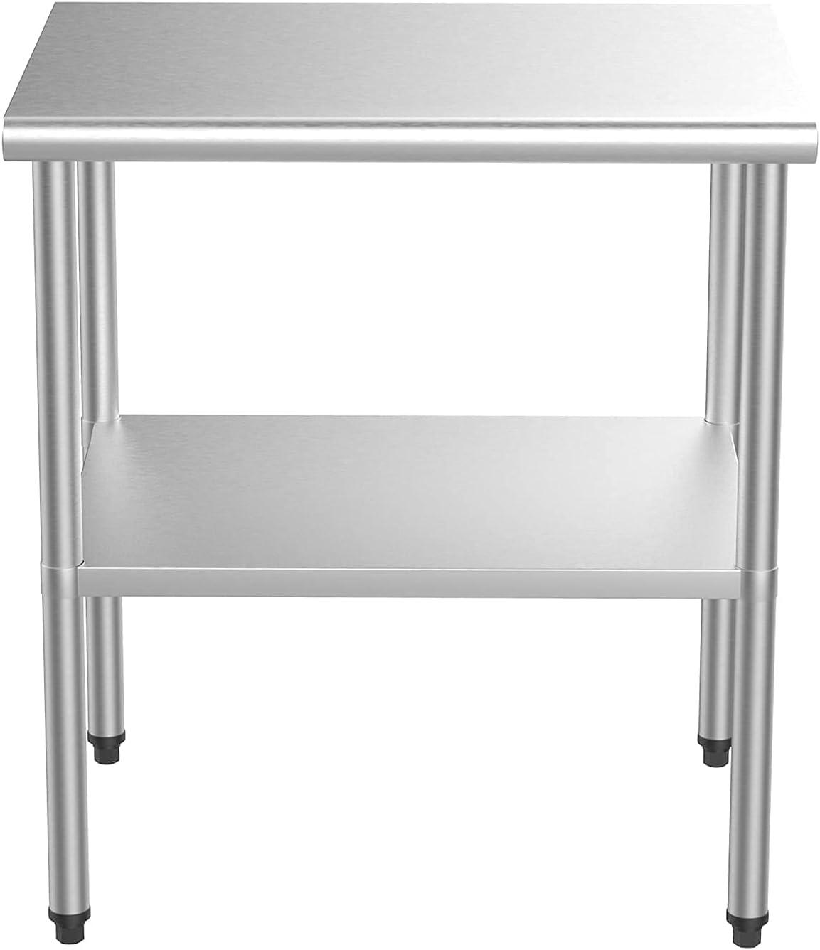 30'' x 24'' Stainless Steel Kitchen Work Table with Adjustable Undershelf