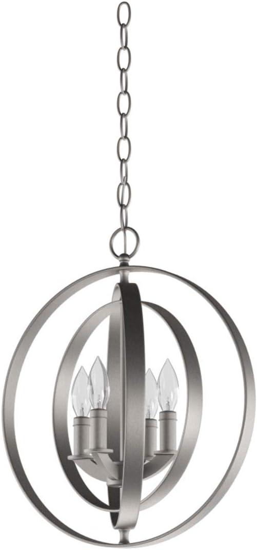 Progress Lighting Equinox 4-Light Foyer Pendant, Steel, Burnished Silver, No Shade