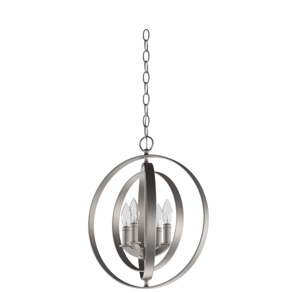 Progress Lighting Equinox 4-Light Foyer Pendant, Steel, Burnished Silver, No Shade