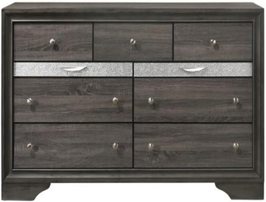 63" Naima Dresser Gray - Acme Furniture: 9-Drawer Storage, Jewelry Compartment, Felt Lined, Metal Glides