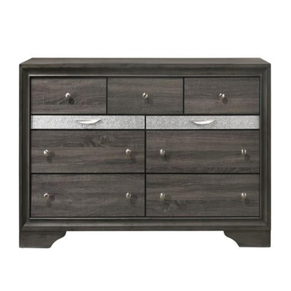 63" Naima Dresser Gray - Acme Furniture: 9-Drawer Storage, Jewelry Compartment, Felt Lined, Metal Glides