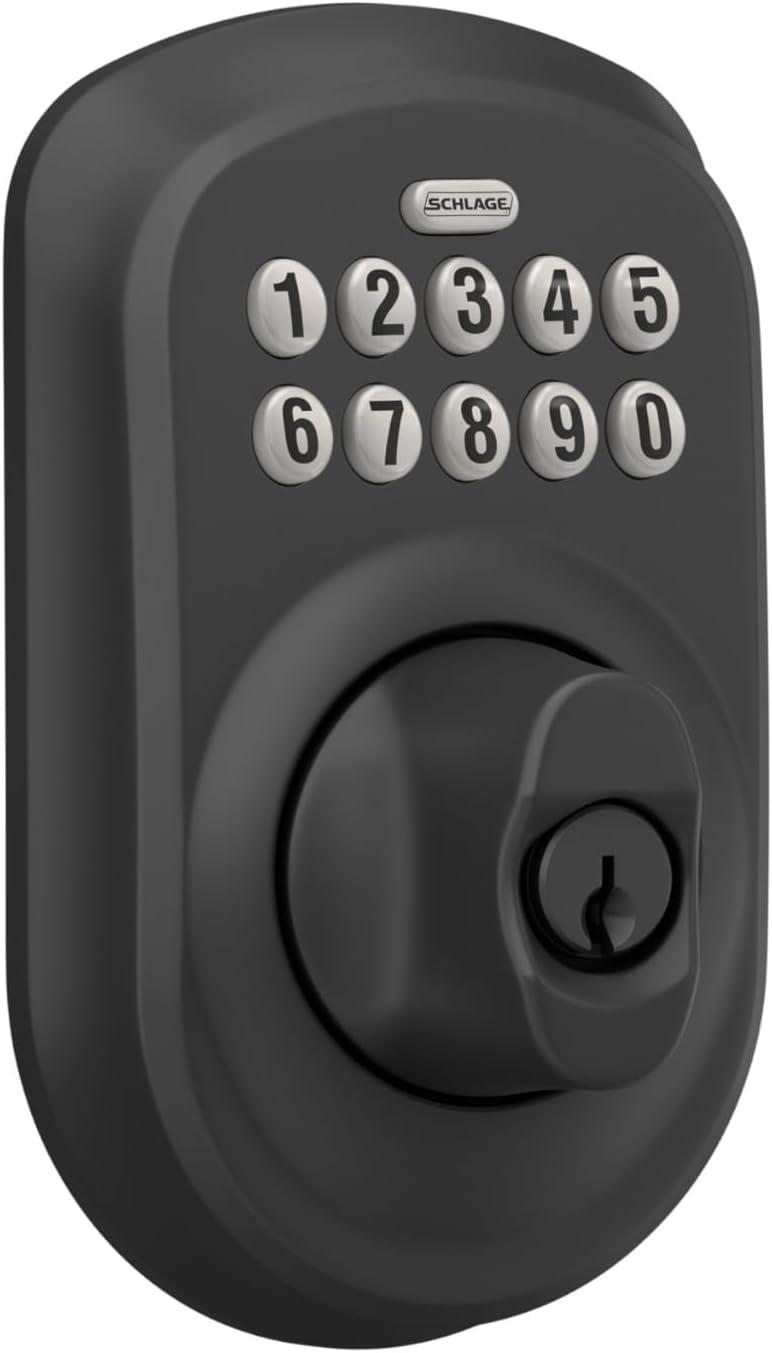 Schlage BE365 PLY 622 Keypad Electronic Deadbolt, Matte Black