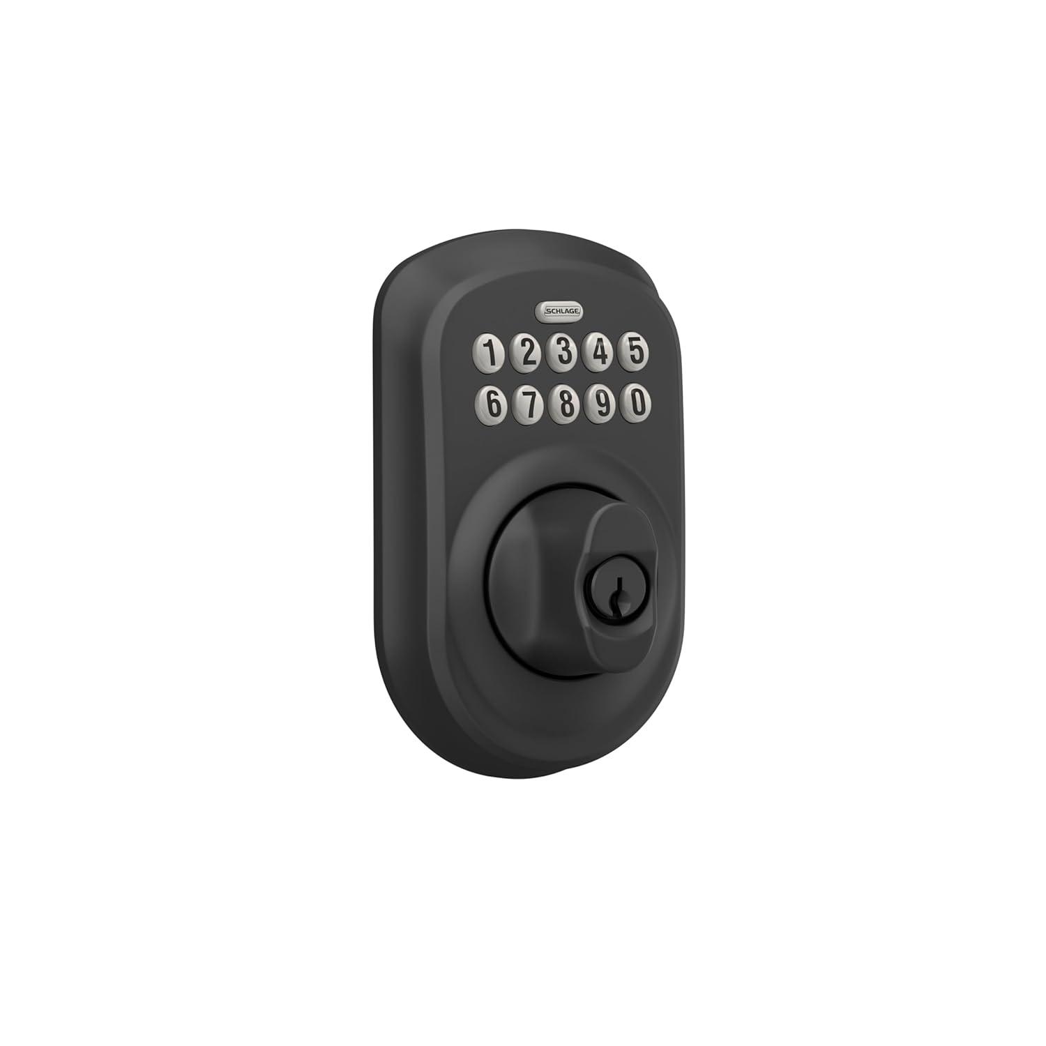Schlage BE365 PLY 622 Keypad Electronic Deadbolt, Matte Black