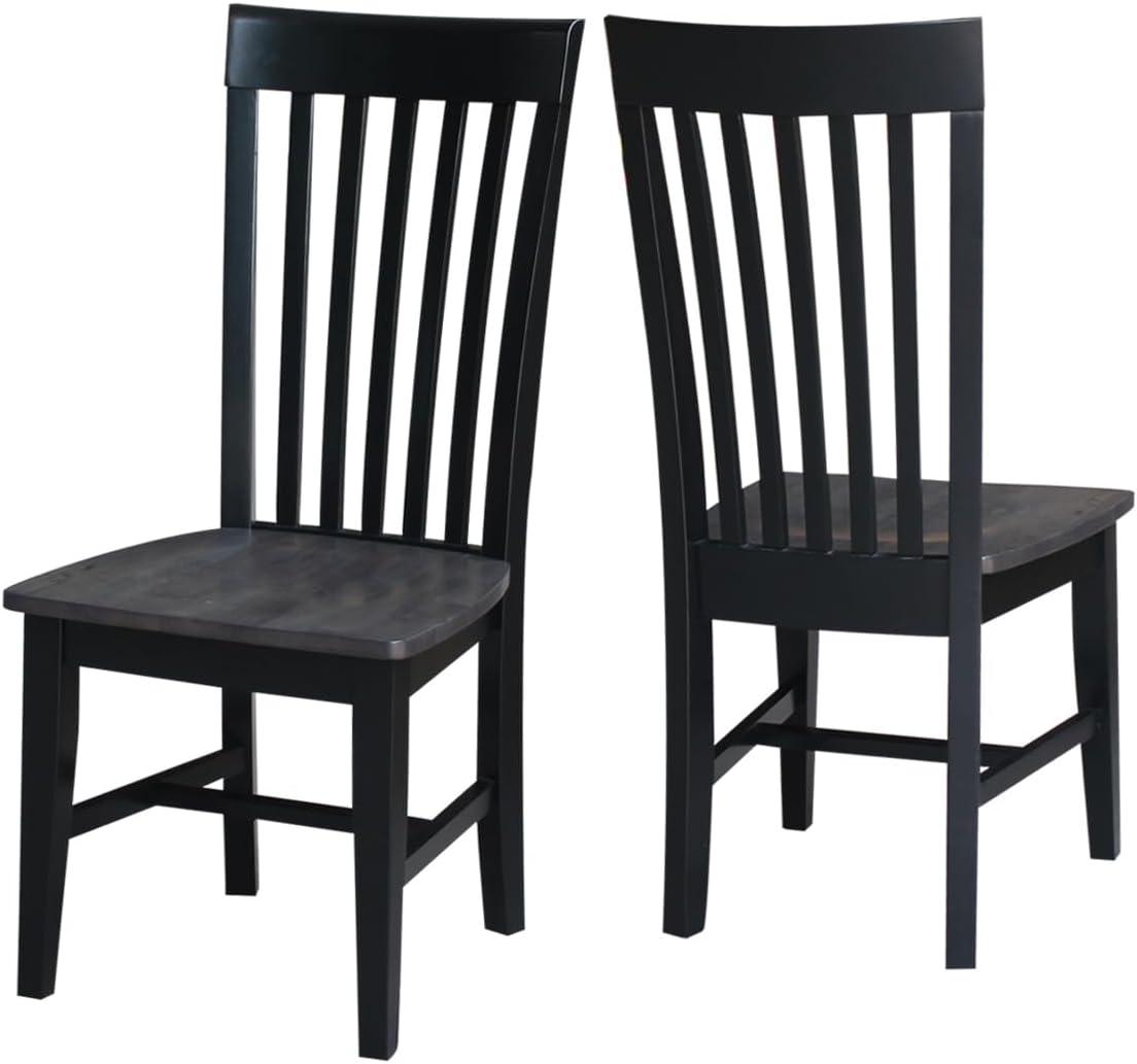 Cosmo High Slat-Back Solid Wood Side Chair in Coal Black