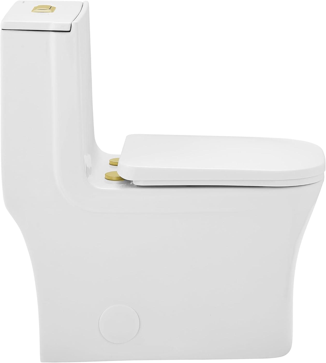 Concorde One Piece Square Toilet Dual Flush, Brushed Gold Hardware 1.1/1.6 gpf